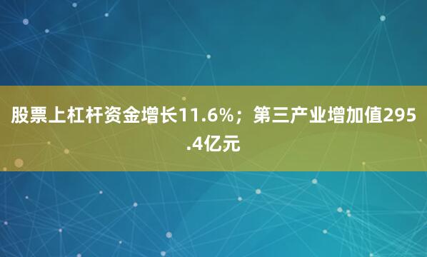 股票上杠杆资金增长11.6%；第三产业增加值295.4亿元